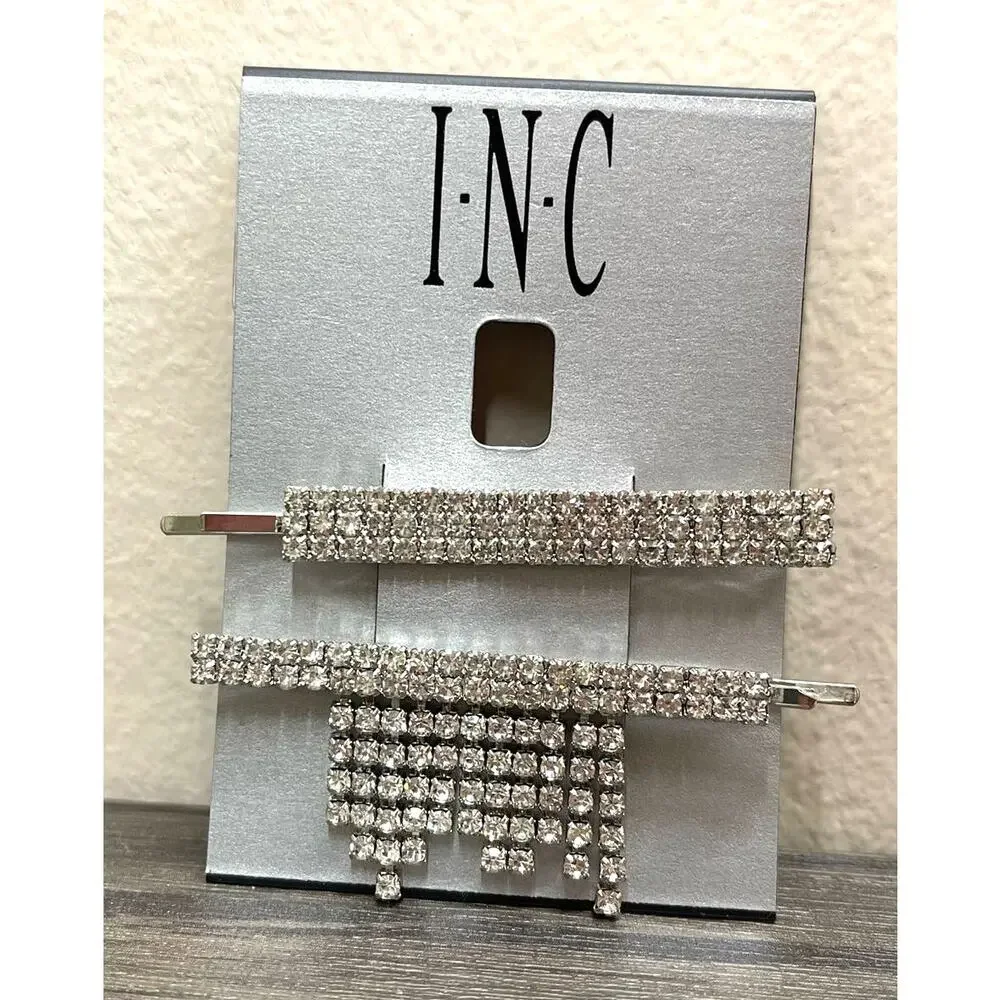 NWT INC Women's Rhinestone Silver Bobby Pins